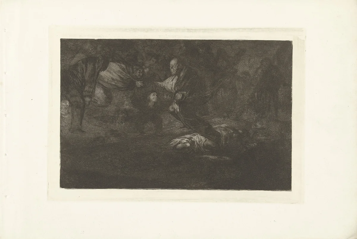 Begrafenis dwaasheid by Francisco de Goya, print, 1815-1820