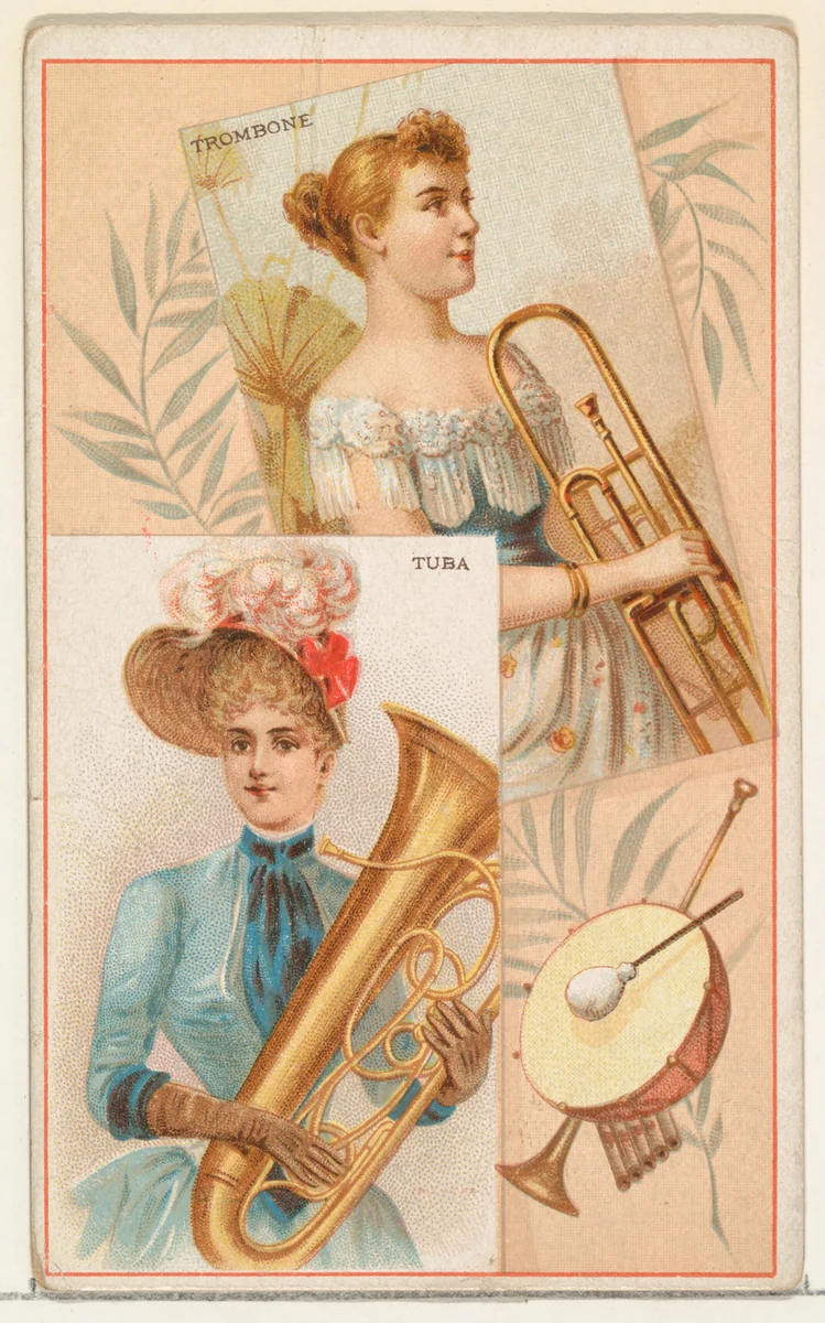 Trombone and Tuba, from the Musical Instruments series (N121) issued by Duke Sons & Co. to promote Honest Long Cut Tobacco by W. Duke, Sons & Co., print, 1888