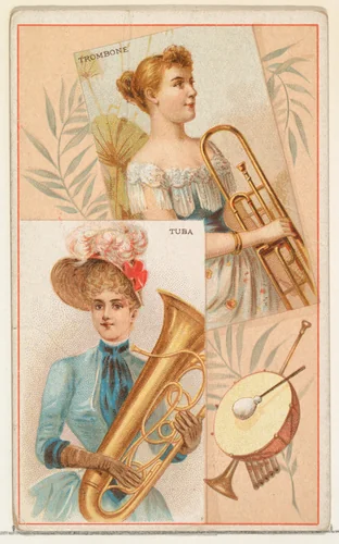 Trombone and Tuba, from the Musical Instruments series (N121) issued by Duke Sons & Co. to promote Honest Long Cut Tobacco by W. Duke, Sons & Co., print, 1888