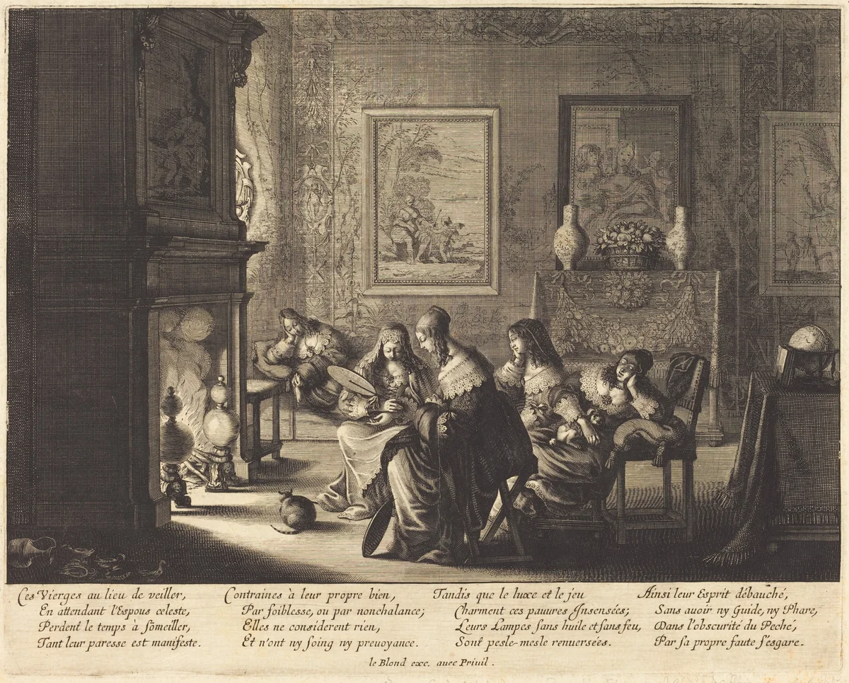 The Foolish Virgins Sleeping by Abraham Bosse, portfolio, 1602-1676