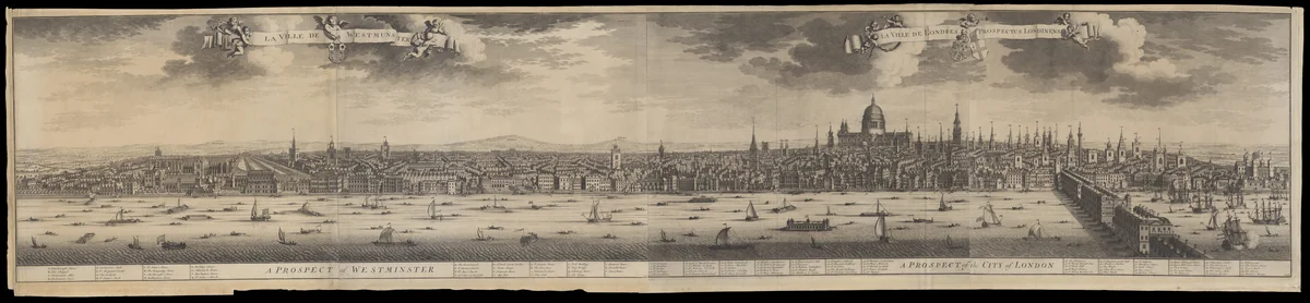 A Prospect of Westminster & A Prospect of the City of London by Johannes Kip, print, 1720