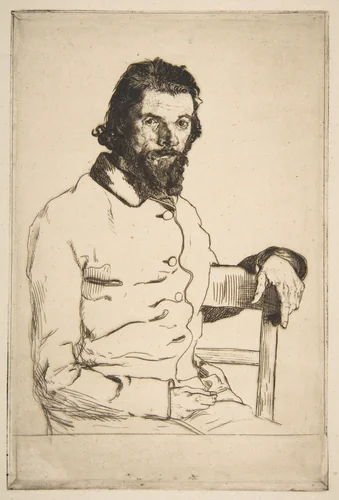 Portrait of Charles Meryon by Félix Bracquemond, print, 1853