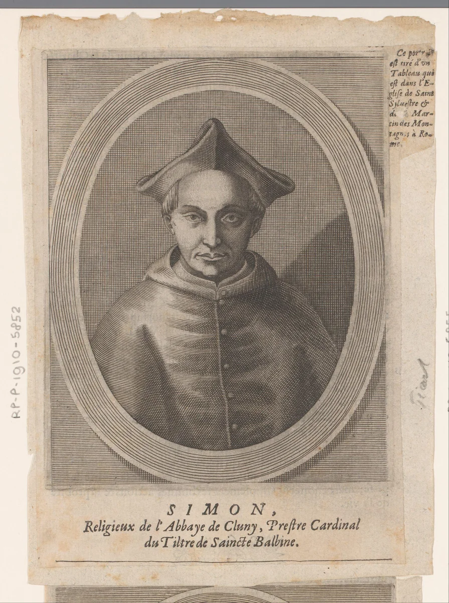 Portret van Simon de Cluny by Etienne Picart, print, 1660