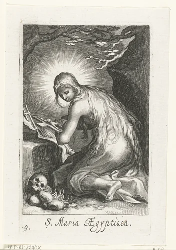 Heilige Maria van Egypte als kluizenares by Boëtius Adamsz. Bolswert, print, 1590-1612