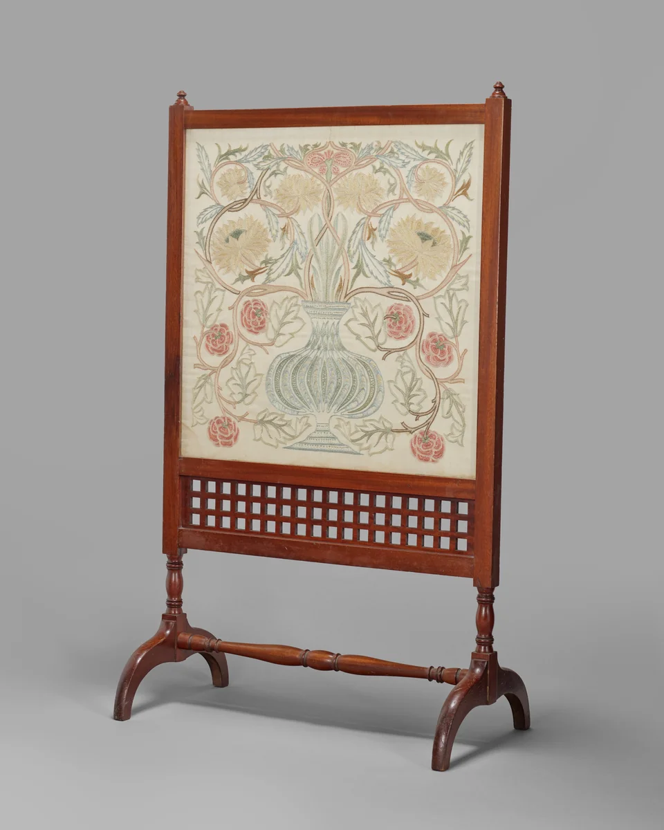 Flowerpot Fire Screen by William Morris, textile, 1880-1885