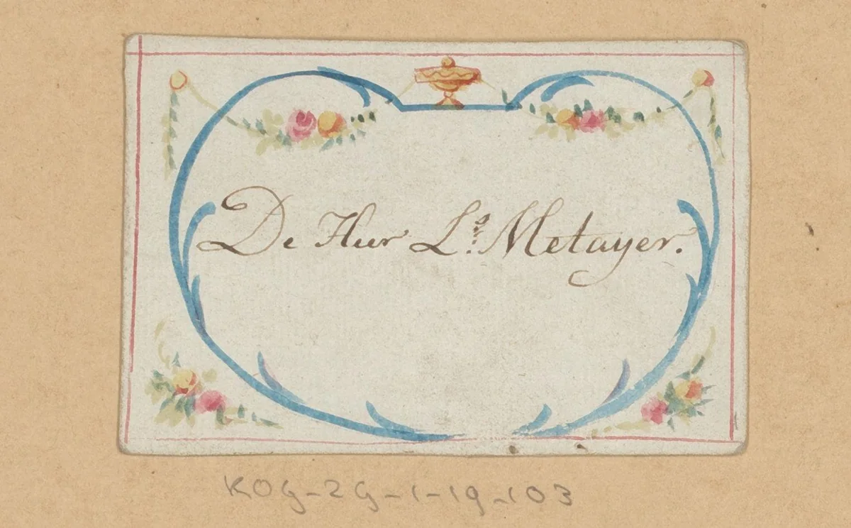 Bruiloftskaart voor 'De Heer L.s Metayer' by anonymous, drawing, 1780-1800