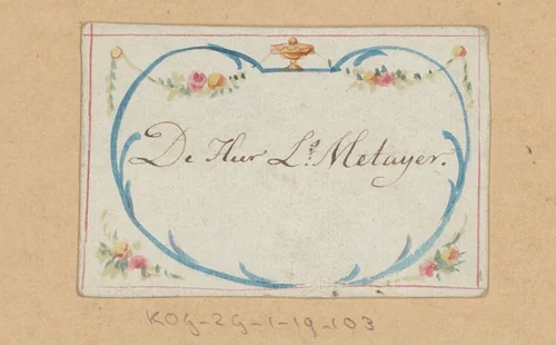 Bruiloftskaart voor 'De Heer L.s Metayer' by anonymous, drawing, 1780-1800
