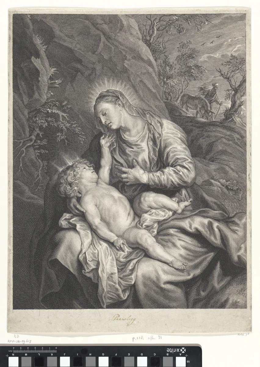 Madonna met kind tijdens de vlucht naar Egypte by Hendrik Snyers, print, 1642-1644