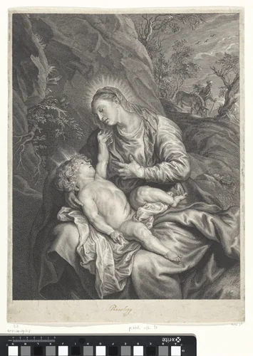 Madonna met kind tijdens de vlucht naar Egypte by Hendrik Snyers, print, 1642-1644