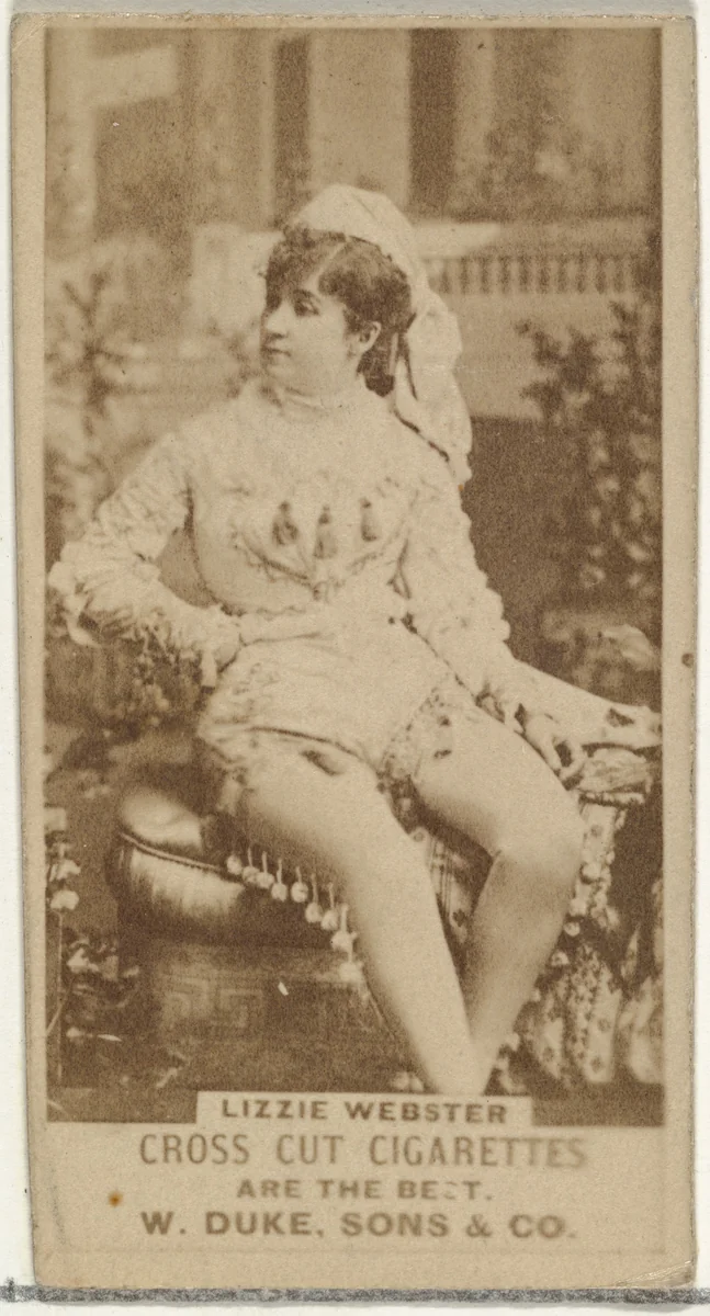 Lizzie Webster, from the Actors and Actresses series (N145-3) issued by Duke Sons & Co. to promote Cross Cut Cigarettes by W. Duke, Sons & Co., photograph, 1880-1889