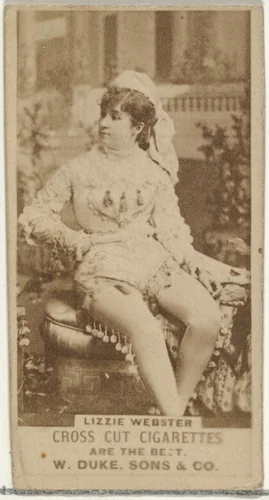 Lizzie Webster, from the Actors and Actresses series (N145-3) issued by Duke Sons & Co. to promote Cross Cut Cigarettes by W. Duke, Sons & Co., photograph, 1880-1889