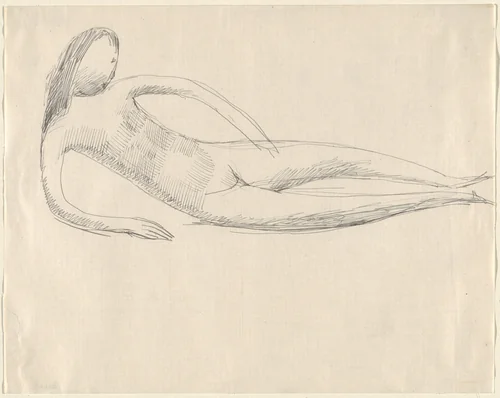 Reclining Nude by Elie Nadelman, drawing, 1917