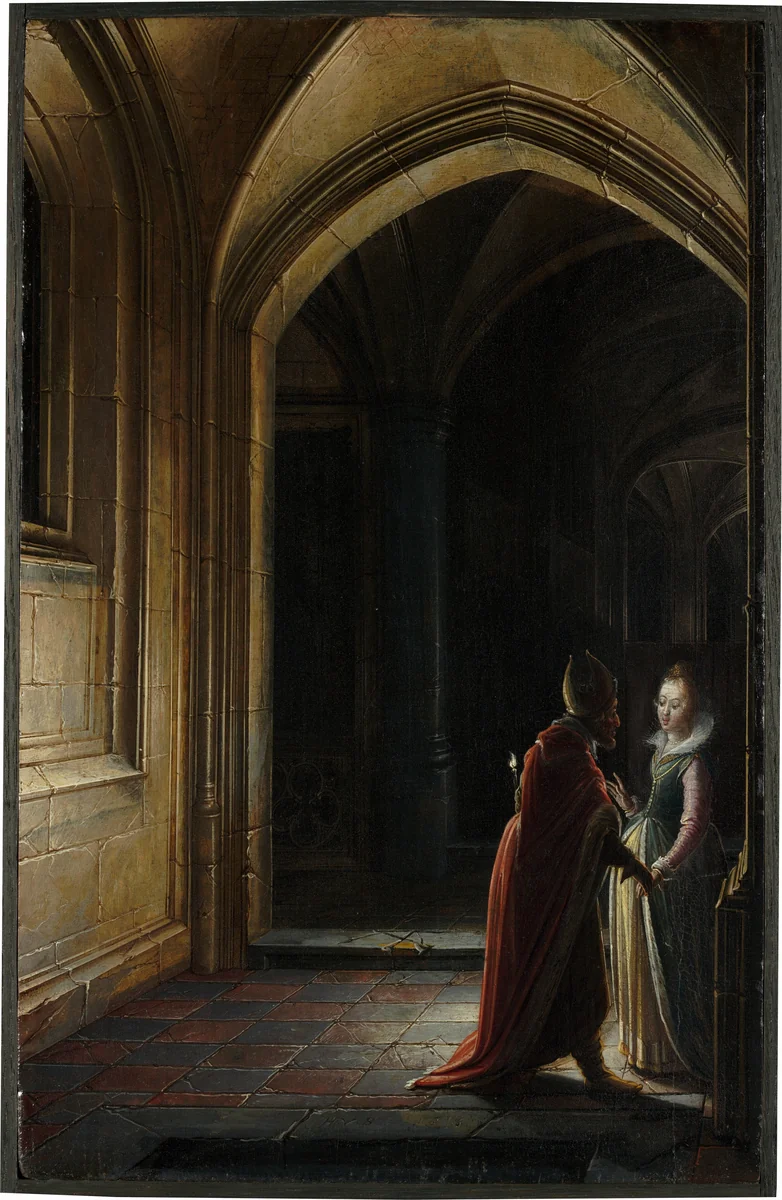 Esther and Mordecai by Hendrick van Steenwijk the Younger, painting, 1616