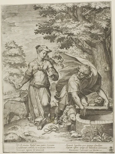 Jacob and Rachel by Agostino Carracci, print, 1581