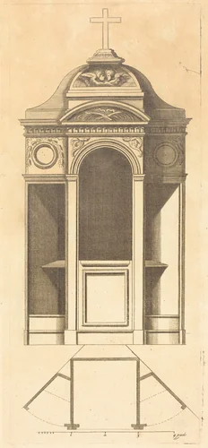 Plan et elevation des plus beaux confessionnaux de Paris, tres fidelemant mesure by Jean Le Blond, print, 1688