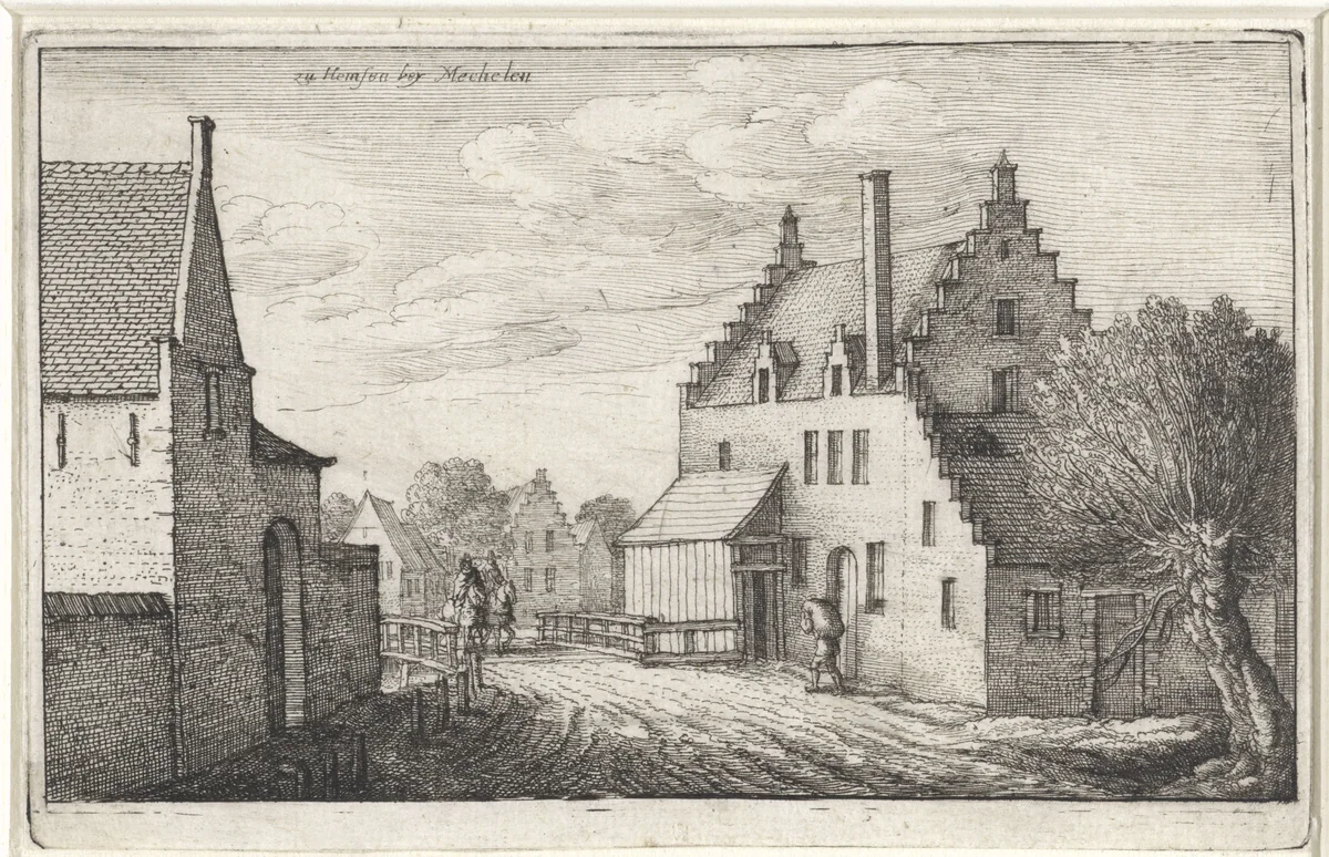 Dorpsstraat in Hemsen nabij Mechelen by Wenceslaus Hollar, print, 1664