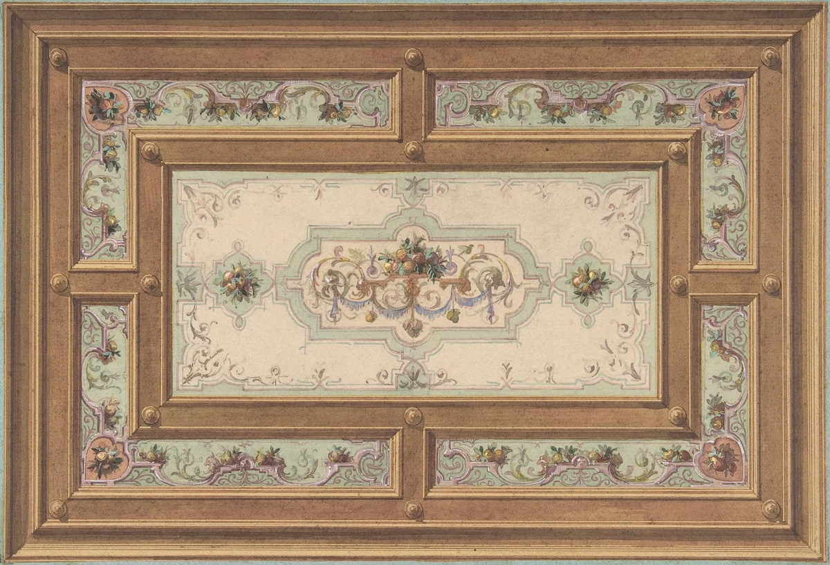 Design for a Painted Ceiling by Jules-Edmond-Charles Lachaise, drawing, 1850-1900