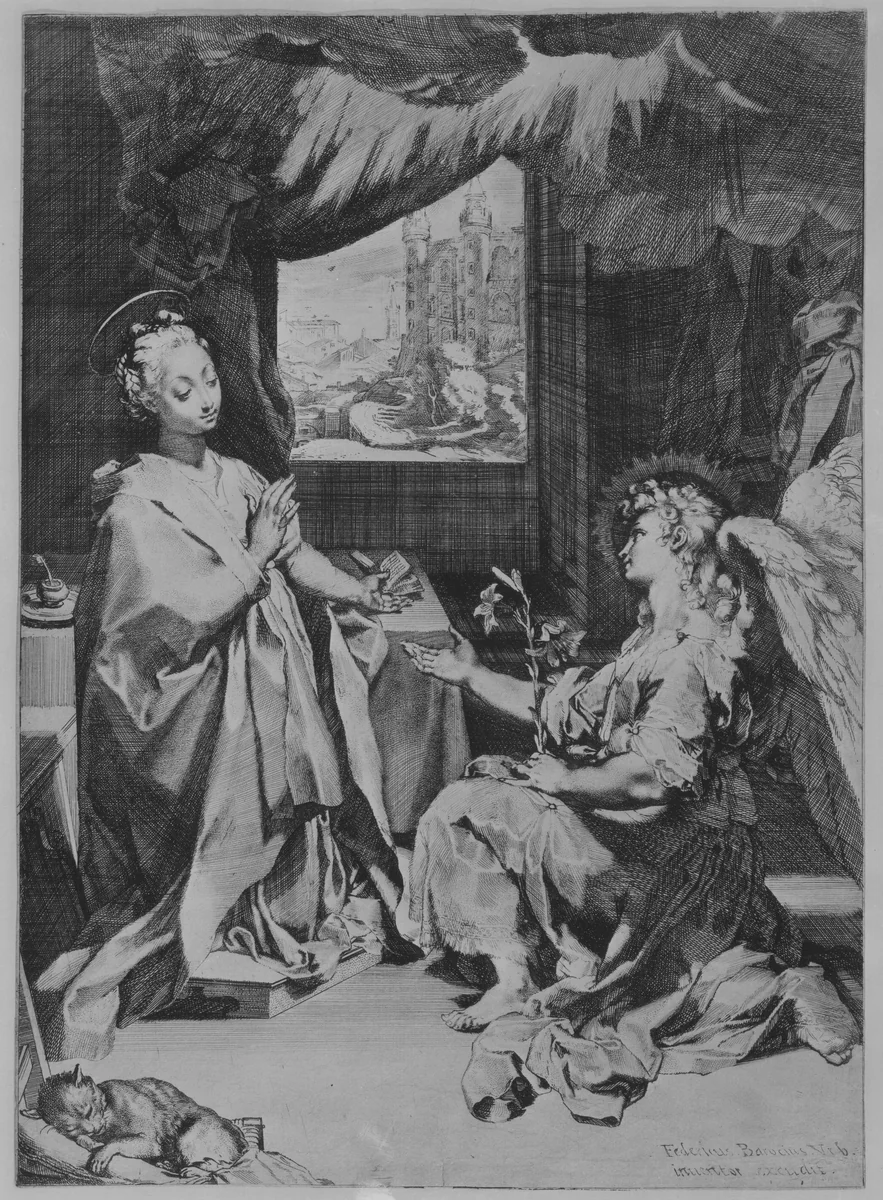 The Annunciation by Federico Barocci, print, 1580-1590