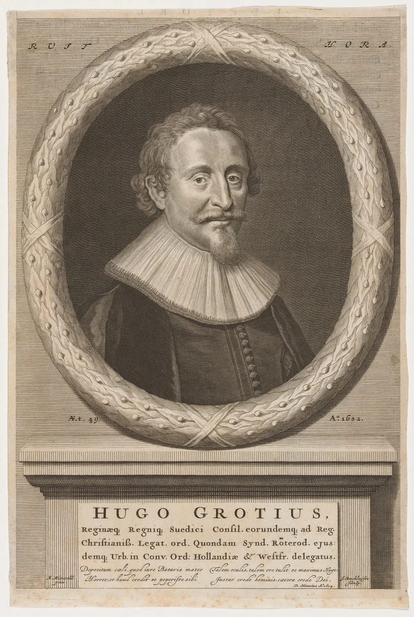 Hugo Grotius by Johannes van Munnickhuysen; Michiel van Miereveld, print, 1632
