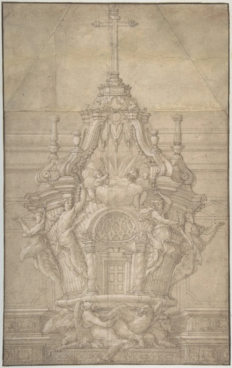 Design for a Tabernacle by Pierre Puget, drawing, 1600-1699