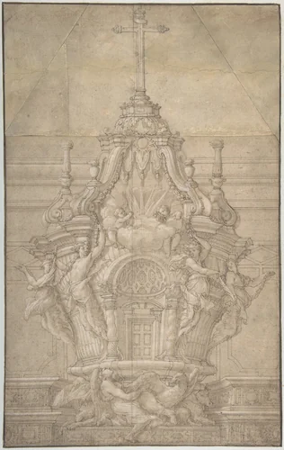 Design for a Tabernacle by Pierre Puget, drawing, 1600-1699