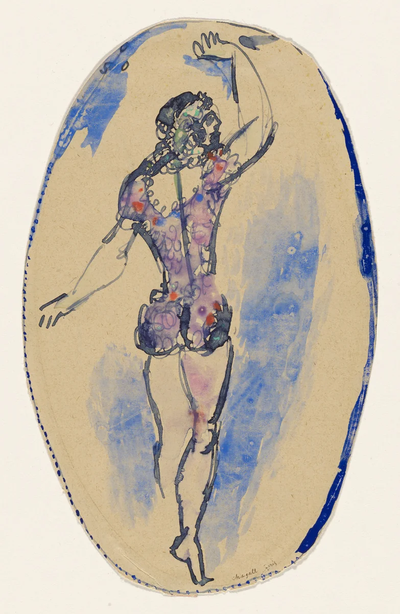 Vaslaw Nijinsky by Marc Chagall, drawing, 1911