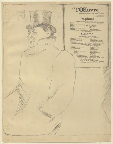 Romain Coolus, program for Rafaël and Salomé from The Beraldi Album of Theatre Programs by Henri de Toulouse-Lautrec, print, 1896