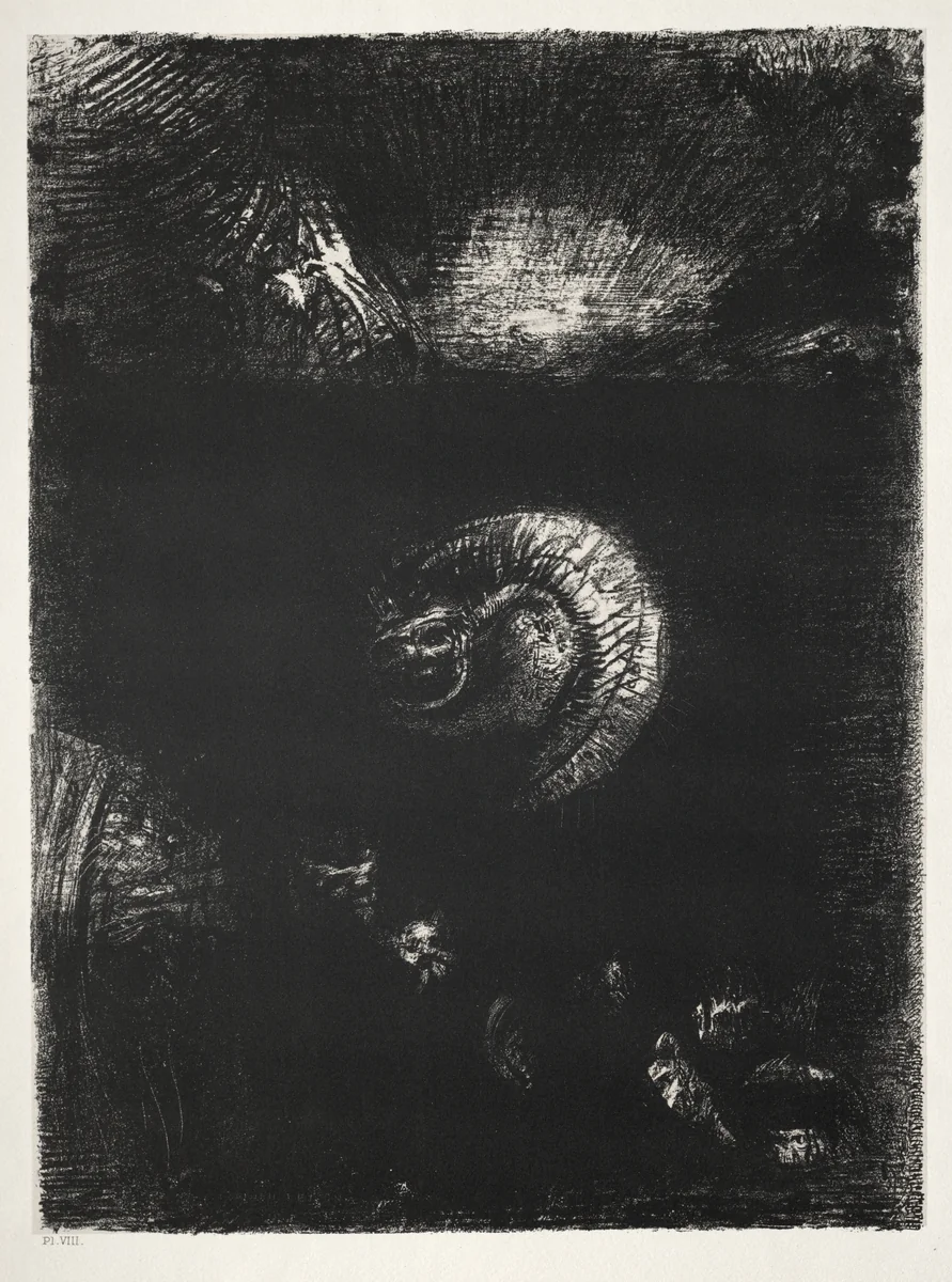 And All Manner of Frightful Creatures Arise by Odilon Redon, print, 1888