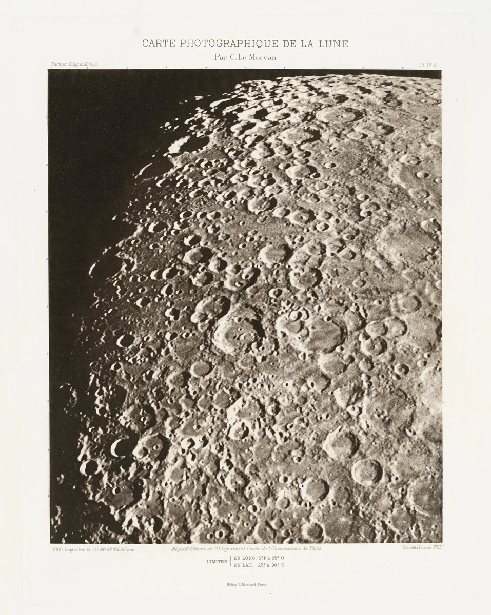 Carte photographique de la lune, planche IV.A (Photographic Chart of the Moon, plate IV.A) by Charles Le Morvan, photograph, 1900-1914