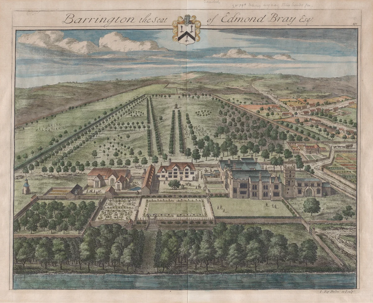 Barrington, The Seat of Edmond Bray, Esq., plate 131 from "The Ancient and Present State of Gloucestershire" by Johannes Kip, print, 1712-1768