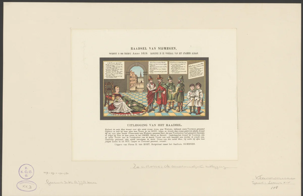 Uitleg van het Raadsel van Nijmegen of het Gecompliceerde Huwelijk by anonymous, print, 1880-1950