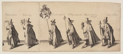 Procession of Six People Preceded by a Horse, from The Funeral of Brederode by Simon Frisius, print, 1615