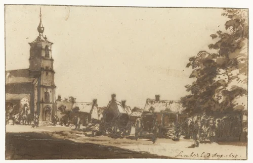 Lembeek by Constantijn Huygens, drawing, 1675