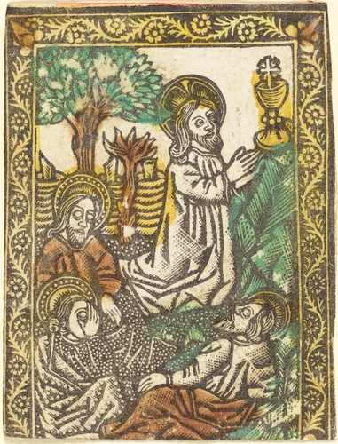 Christ on the Mount of Olives by Master of the Borders with the Four Fathers of the Church, print, 1460-1480