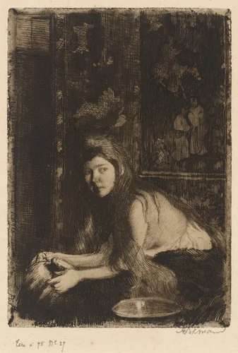 Woman with a Vase (La femme au vase) by Albert Besnard, print, 1894