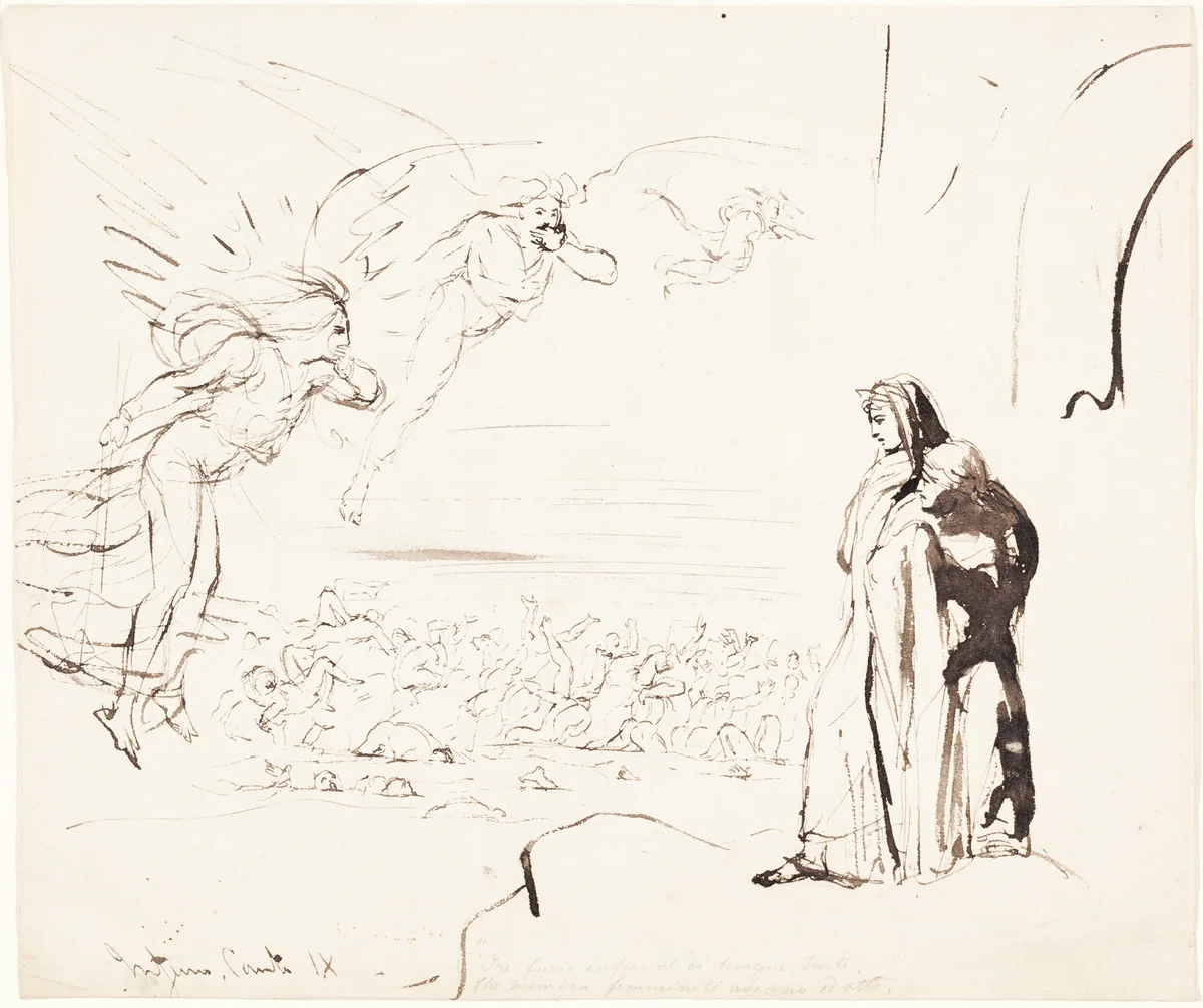 Scene from the Inferno (canto IX) by William Etty, drawing, 1787-1849