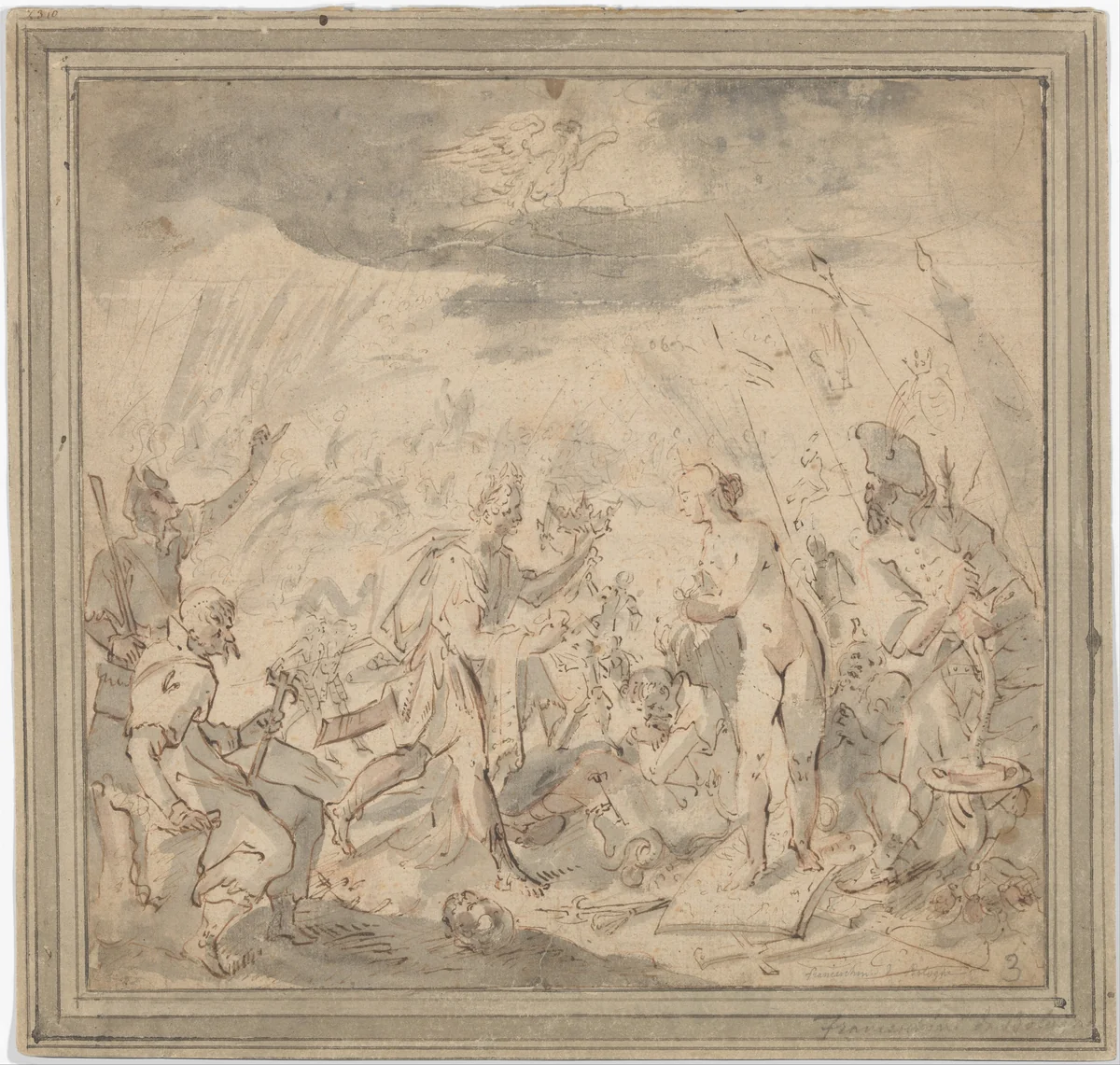 Allegory of the Battle at Selimbar (October 28, 1599) by Hans von Aachen, drawing, 1552-1616