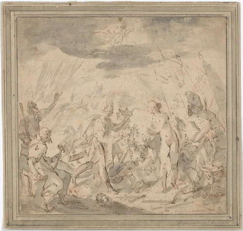 Allegory of the Battle at Selimbar (October 28, 1599) by Hans von Aachen, drawing, 1552-1616
