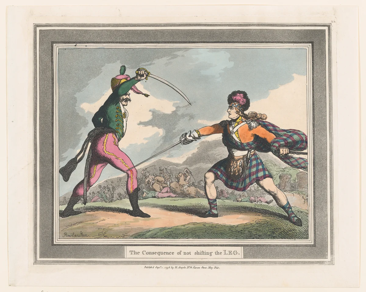 The Consequence of not shifting the Leg by Thomas Rowlandson, print, 1798