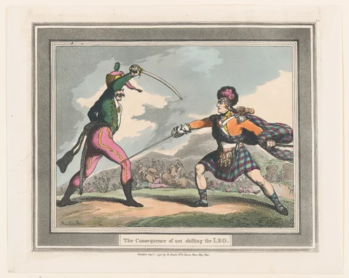 The Consequence of not shifting the Leg by Thomas Rowlandson, print, 1798