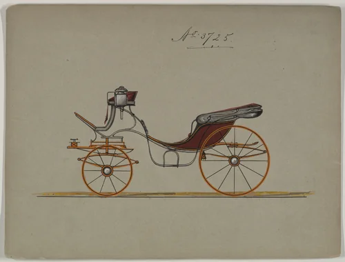 Design for Cabriolet or Victoria, no. 3725 by Brewster & Co., drawing, 1850-1910