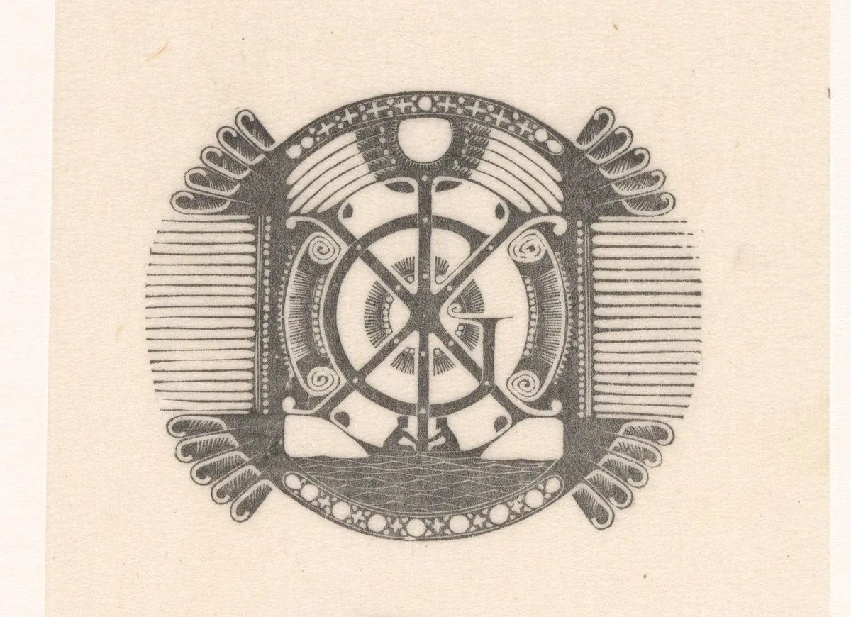 Vignet voor huwelijksaankondiging by Karel Petrus Cornelis de Bazel, print, 1898