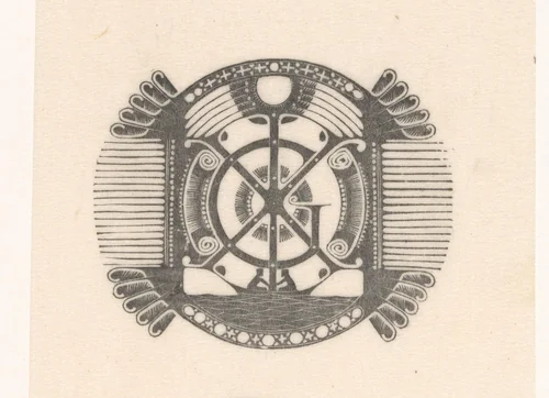 Vignet voor huwelijksaankondiging by Karel Petrus Cornelis de Bazel, print, 1898