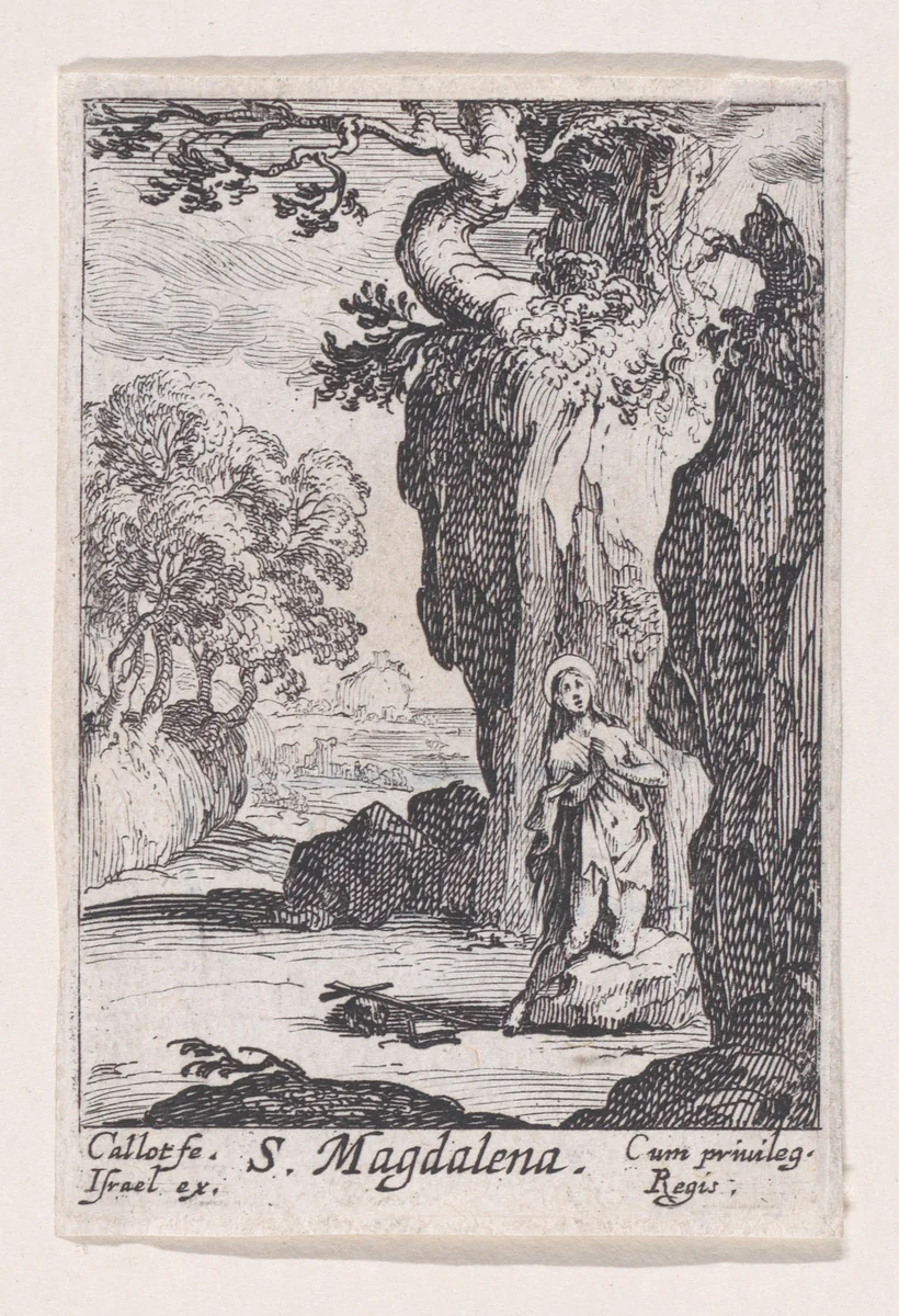 The Repentant Mary Magdalen, from "Les Pénitents et Pénitentes" (The Penitents) by Jacques Callot, print, 1627-1637
