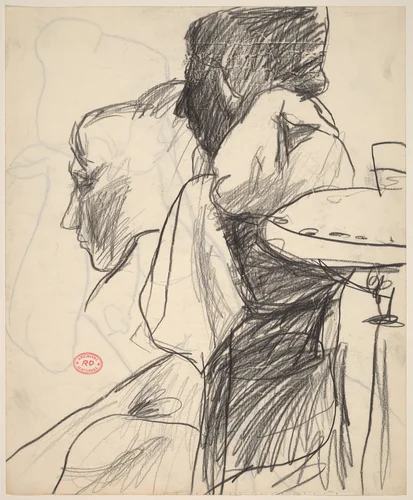 Untitled [two studies of a model] [recto] by Richard Diebenkorn, drawing, 1955-1967