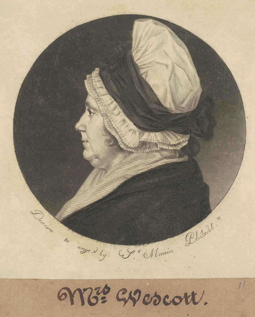 Patience Story Wescott by Charles B. J. Févret de Saint-Mémin, print, 1798