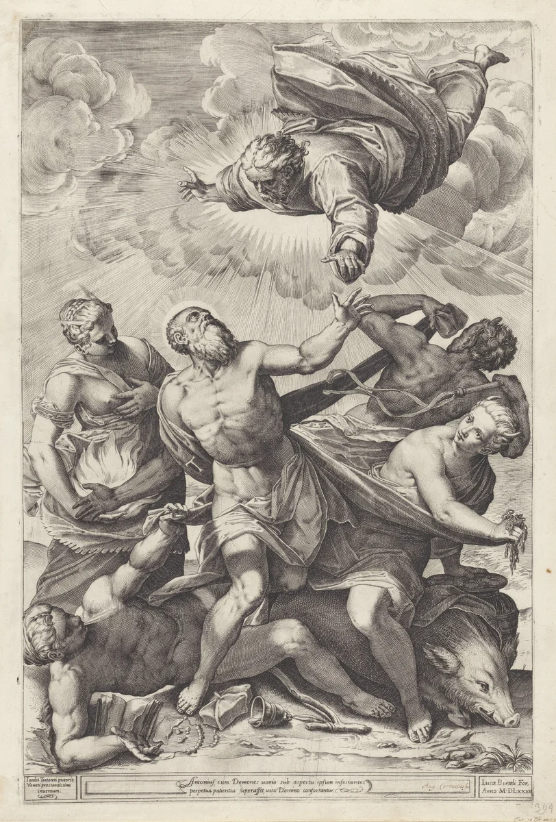 Verzoeking van de heilige Antonius by Unknown, print, 1582