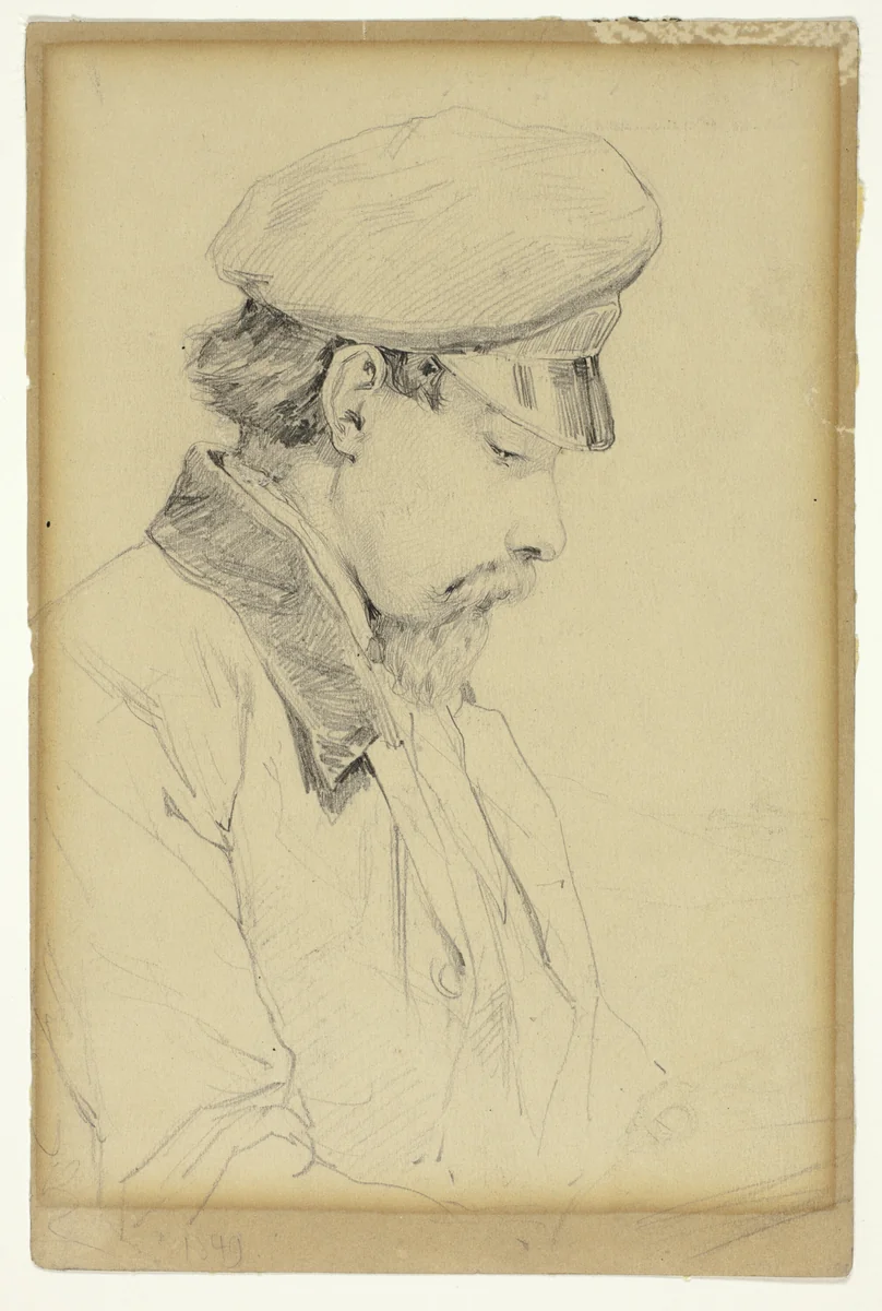 Profile Portrait of a Man Wearing a Cap by Unknown Artist, drawing, 1800-1899