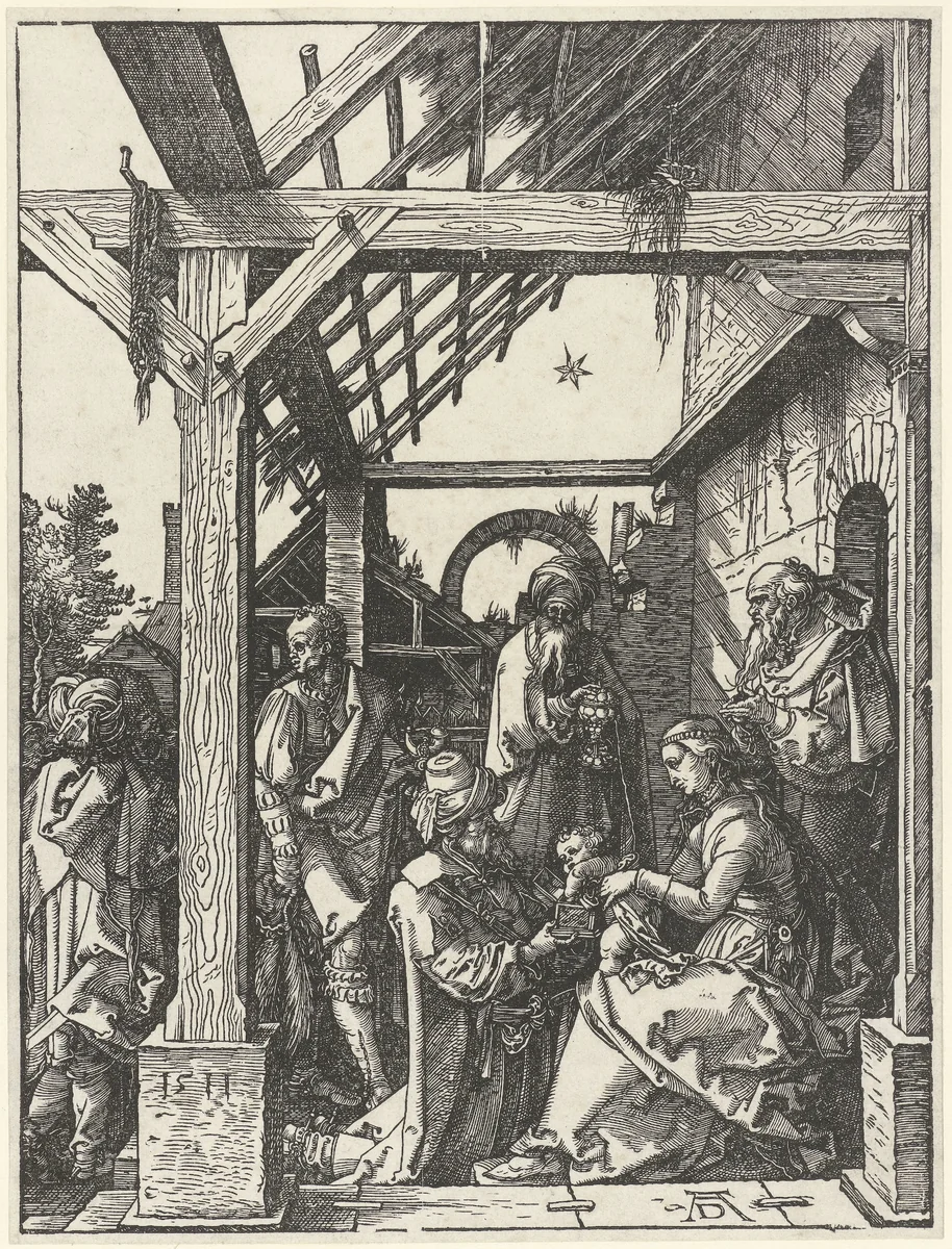 De aanbidding door de koningen by Unknown, print, 1511