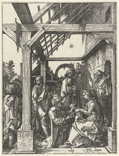 De aanbidding door de koningen by Unknown, print, 1511